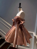 Niulatu A line Straps Brown Birthday Outfit Homecoming Dresses HZ1110