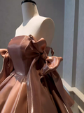Niulatu A line Straps Brown Birthday Outfit Homecoming Dresses HZ1110
