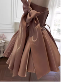 Niulatu A line Straps Brown Birthday Outfit Homecoming Dresses HZ1110