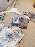 Niulatu A Line StrapsNeckline Flower Lace Lilac Long Prom Dresses HZ1110