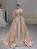 Niulatu Ball Gown Off The Shoulder Satin Long Prom Dresses HZ1110