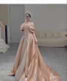 Niulatu Ball Gown Off The Shoulder Satin Long Prom Dresses HZ1110