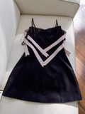 Niulatu A line Straps Satin Black Homecoming Dress 18th Birthday Outfits HZ1110