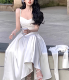 Niulatu A line Straps White Homecoming Dress 21st Birthday Outfit HZ1110