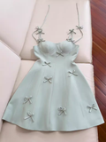 Niulatu A Line Straps Mint Green Satin Homecoming Dress 21st Birthday Outfit With Bow HZ1110