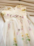 Niulatu A Line Straps Floral Tulle Homecoming Dress 21st Birthday Outfit With Bow HZ1110