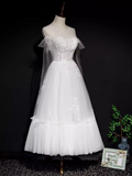 Niulatu A line Straps White Tulle Homecoming Dress 18th Birthday Outfits HZ1110