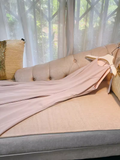 Niulatu A line Scoop Neckline Satin Pink Prom Dress HZ1110