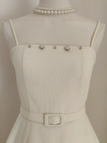 Niulatu A line Spaghetti Straps Ivory Dinner Party Dresses Birthday Outfits SD392
