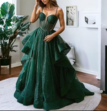 Niulatu Evening Dress Green Corset A-line Evening Gown HZ1007
