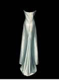 Niulatu Sage Green Strapless Satin Long Prom Dress Evening Dress HZ1007