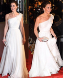 Niulatu White One Shoulder Tulle Prom Dress Formal Evening Dress HZ1007