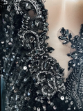 Niulatu Sequins Rhinestone Applique Long Sleeve Mermaid Prom Dress Evening Dress HZ1007