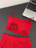 Cute Mermaid Spaghetti Straps 2 Pieces Red Long Summer Dress For Women HZ1214