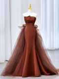 Niulatu Tulle Satin Long Prom Dress Mermaid Evening Dress HZ1007