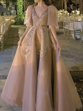Niulatu A-line Appliques Evening Dress Reception Dress HZ1007