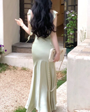 Niulatu Mermaid Sleeveless Mint Green Long Prom Dress HZ1110