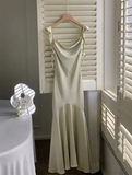 Niulatu Mermaid Sleeveless Mint Green Long Prom Dress HZ1110