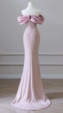 Niulatu Mermaid Off The Shoulder Sequin Pink Long Prom Dress HZ1110