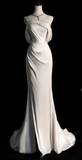 Niulatu Mermaid Strapless Sleeveless Satin White Long Prom Dress HZ1110