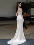 Niulatu Mermaid Sleeveless Silk Satin Long Prom Dresses HZ1110