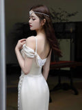 Niulatu Mermaid Sleeveless Silk Satin Long Prom Dresses HZ1110