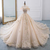 Niulatu Ball Gown Off The Shoulder Lace Long Prom Dresses HZ1110