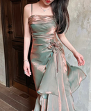 Niulatu High Low Olive Green Prom Dress Evening Dress HZ1110