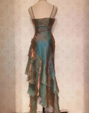 Niulatu High Low Olive Green Prom Dress Evening Dress HZ1110
