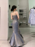Niulatu Sheath Sweetheart Sleeveless Satin Burgundy Long Prom Dresses SD2399