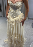 Niulatu A Line Sweetheart Neck Appliques Lace Chiffon Prom Dress Wedding Guest Dress HZ0113