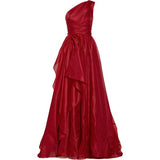 Gorgeous A line One Shoulder Red Chiffon Birthday Dress Prom Dress Graduation Dresses HZ1214