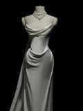 Niulatu Mermaid Strapless White Satin Long Wedding Dresses With Ruffles HZ1110