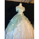 Niulatu Ball Gown Sweetheart Satin Short Sleeves Long Evening Gown Prom Dresses SD1433
