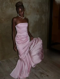 Niulatu Elegant Mermaid Evening Dress Strapless Pleated Prom Dress HZ1007