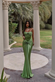 Niulatu Mermaid Sweetheart Sage Green Long Satin Prom Dresses Evening Dress HZ1110