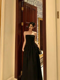 Sexy A Line Strapless Black Sleeveless Prom Dresses Party Dress Summer Birthday Outfits 18th Birthday Dresses HZ1214