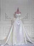 Niulatu White Wedding Dresses With Train Mermaid Bridal Gowns SD1534