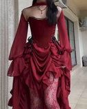 Niulatu High Low Strapless Burgundy Satin Prom Dress Birthday Outfits With Sleeves HZ1110