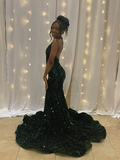 Niulatu Mermaid V-Neck Sequins Long Formal Evening Dress HZ1007