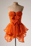 Cute A line Strapless Formal 8th Grade Homecoming Dresses Short Summer Middle School Hoco Dress Homecoming Outfits HZ1214