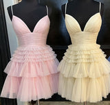 Fancy Short Hoco Dresses Ball Gown Spaghetti Straps Tulle Formal 8th Grade Homecoming Dresses Summer Middle School Homecoming Outfits HZ1214