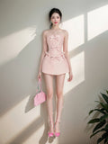Cute A Line Strapless Pink Satin Mini Short Formal 8th Grade Homecoming Dresses Summer Middle School Hoco Dress Homecoming Outfits Birthday Outfit HZ1214