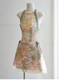 Pretty A Line Halter Green Lace Short Mini Formal 8th Grade Homecoming Dresses Summer Middle School Hoco Dress Homecoming Outfits HZ1214