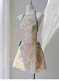 Pretty A Line Halter Green Lace Short Mini Formal 8th Grade Homecoming Dresses Summer Middle School Hoco Dress Homecoming Outfits HZ1214