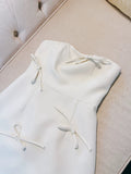 Cute A Line Strapless White Satin Formal 8th Grade Homecoming Dresses Summer Middle School Hoco Dress Homecoming Outfits HZ1214