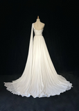Vintage Bridal Gown 1960s A line One Shoulder Sleeveless Chiffon Pleated Beads Long White Wedding Dresses Elegant Bridal Gowns HZ1214