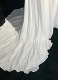 Vintage Bridal Gown 1960s A line One Shoulder Sleeveless Chiffon Pleated Beads Long White Wedding Dresses Elegant Bridal Gowns HZ1214