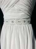 Vintage Bridal Gown 1960s A line One Shoulder Sleeveless Chiffon Pleated Beads Long White Wedding Dresses Elegant Bridal Gowns HZ1214