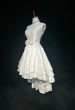 Vintage Bridal Gown 1960s High Low Scoop Sleeveless Pleated Bow-knot Beads White Short Wedding Dresses Elegant Bridal Gowns HZ1214